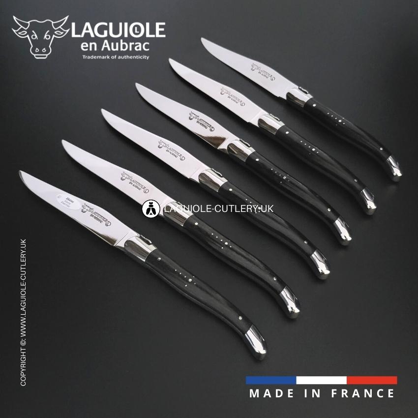 6 piece steak knife set ebony wood handle