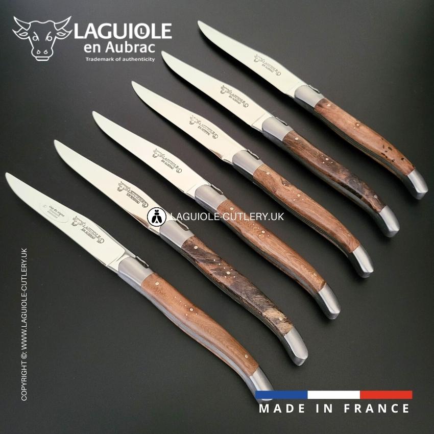 Set of 6 Laguiole Steak Knives Grapevine wood | Laguiole UK