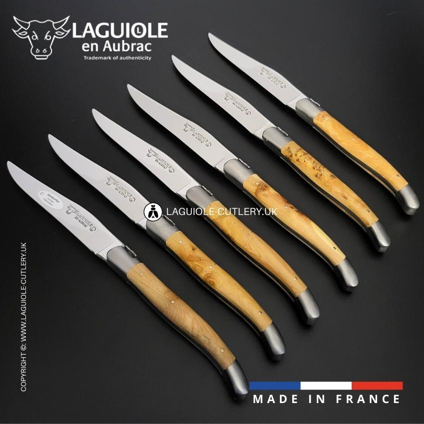 6 piece steak knife set juniper wood handle