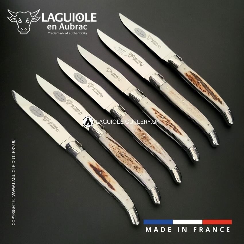 6 piece steak knife set knives deer antler
