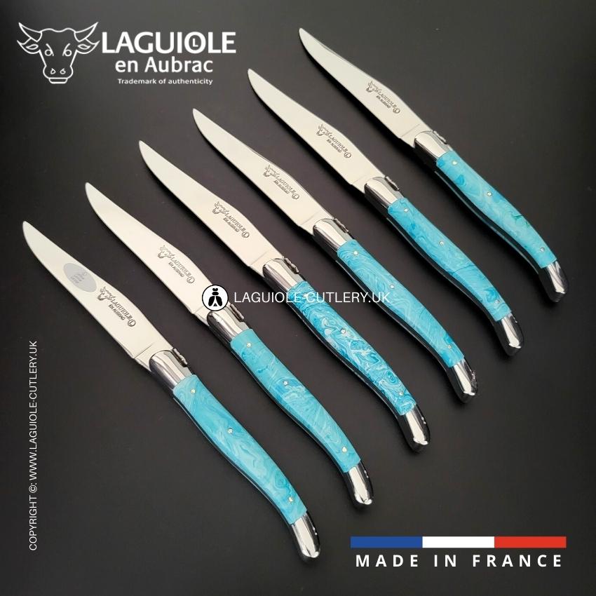 6 piece steak knife set larimar stone