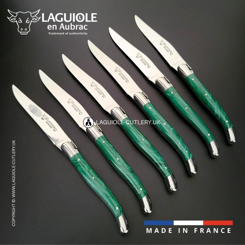 6 piece steak knife set malachite stone