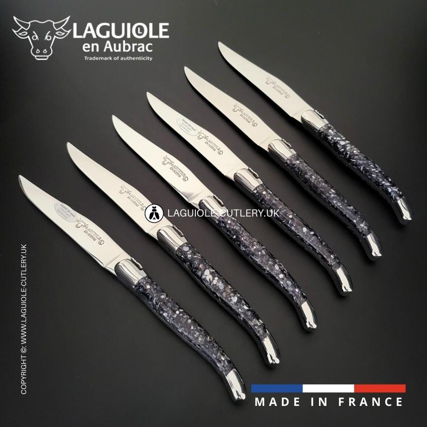 6 piece steak knife set mussel shells handle