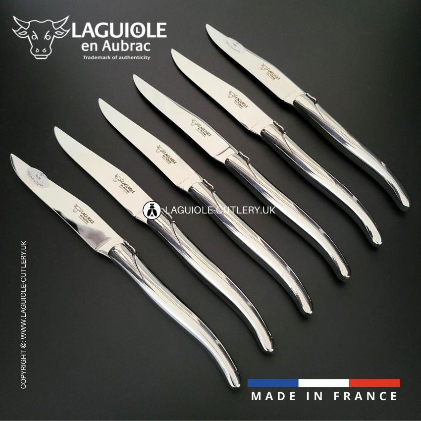 6 piece steak knife set stainless steel shiny