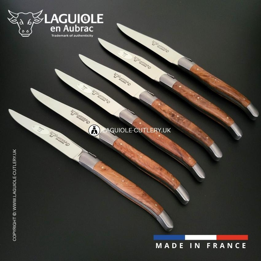6 piece steak knife set thuya wood handle