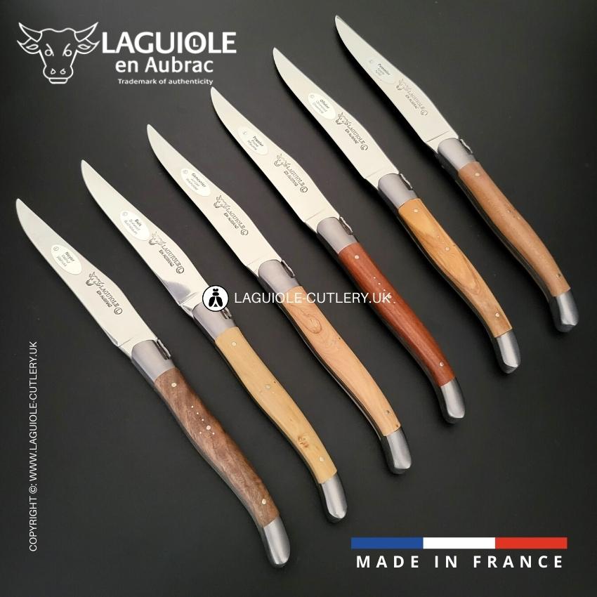 6 piece steak knife set with 6 french wood handle