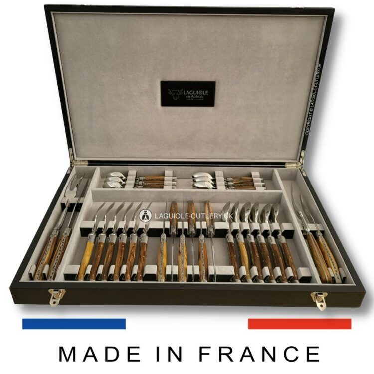 canteen of cutlery laguiole 28 piece pistachio wood handles