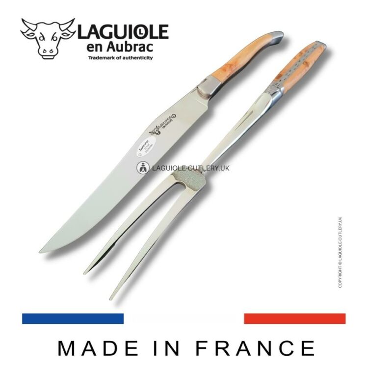 laguiole carving set juniper wood