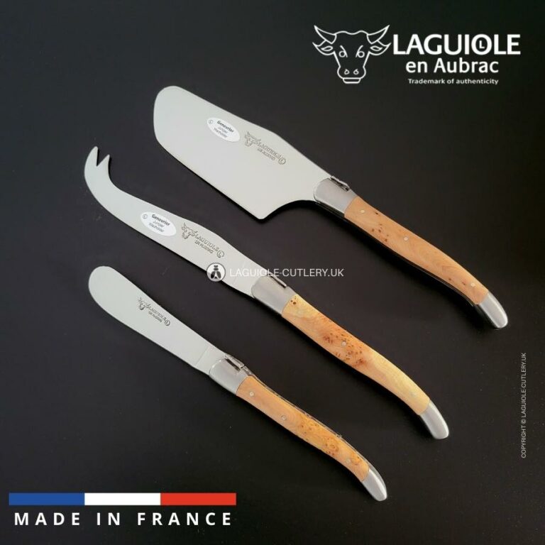 laguiole cheese knives set of 3 juniper wood handles