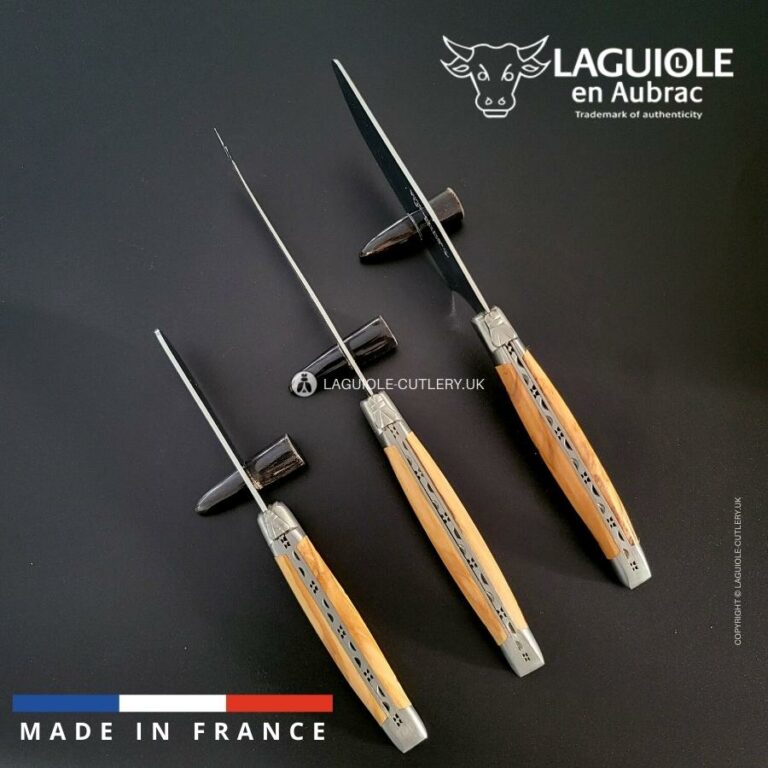 laguiole cheese knives set of 3 olivewood handles