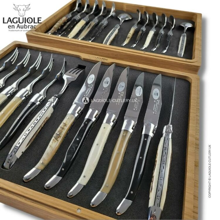 24-Piece Laguiole Cutlery Set Mixed Horn | Laguiole UK