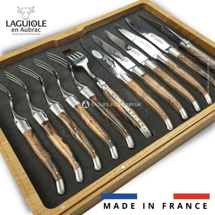 laguiole 12 piece flatware set vine stock wood handles