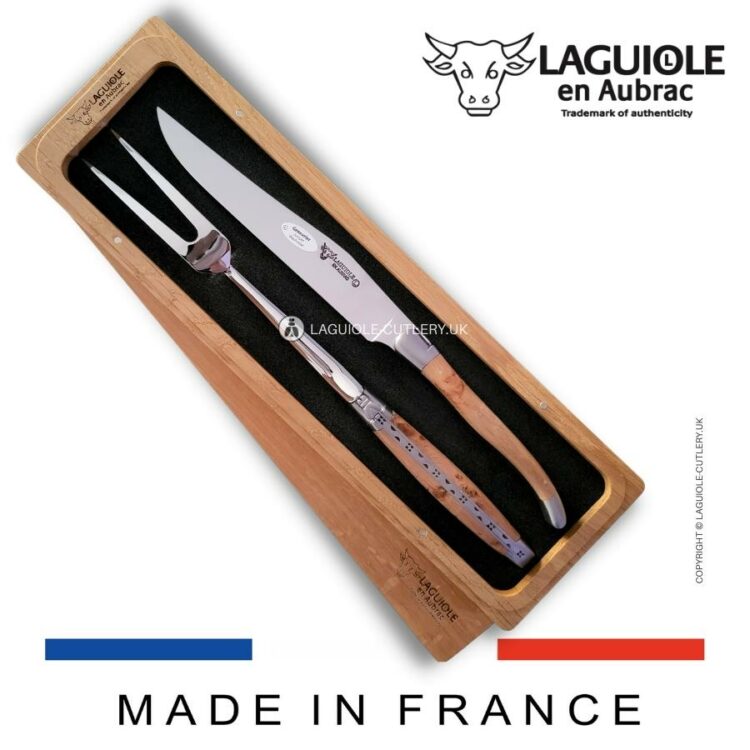 laguiole carving set juniper wood
