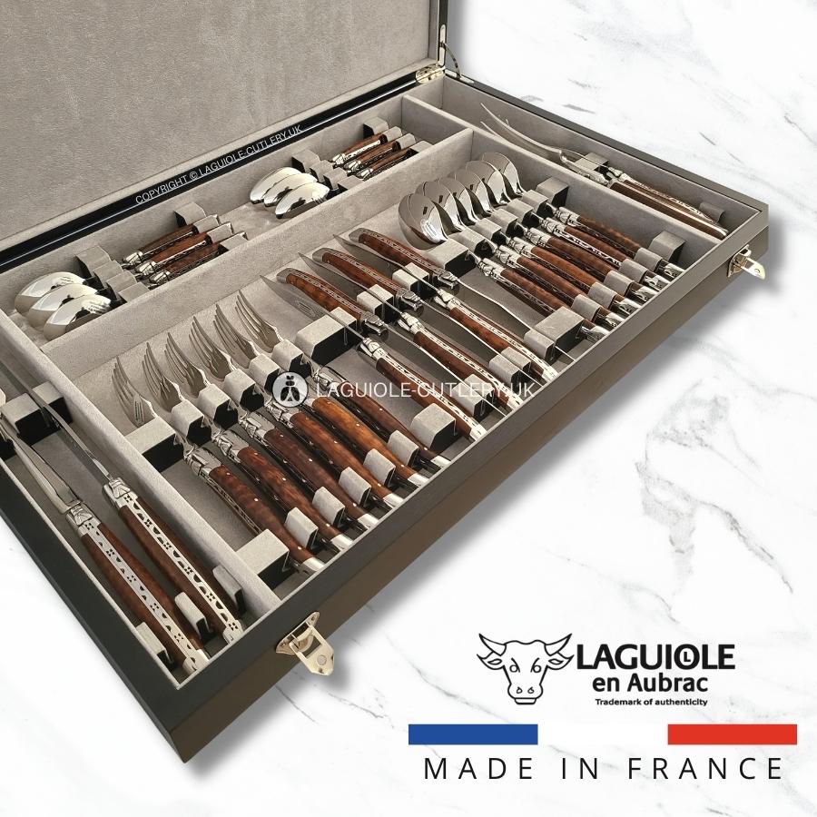 canteen of cutlery laguiole 28 piece snakewood handles