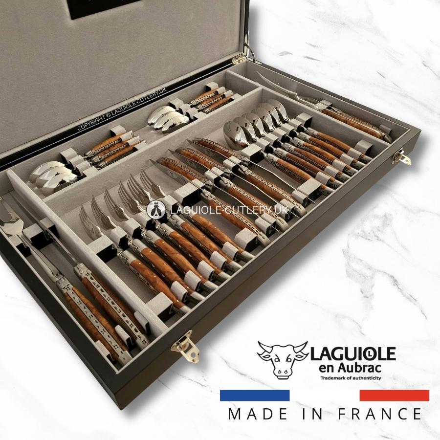 canteen of cutlery laguiole 28 piece thuya wood handles
