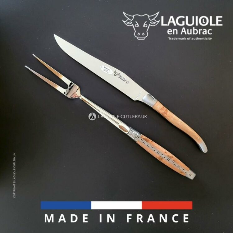laguiole carving set juniper wood