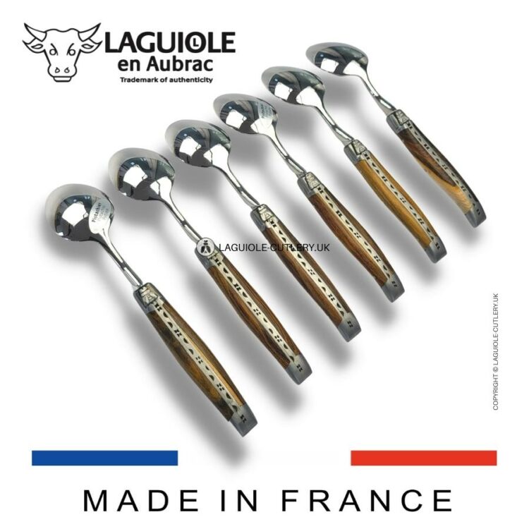 set of 6 laguiole dessert spoons pistachio wood handles