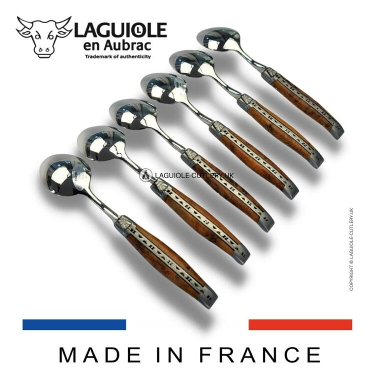 set of 6 laguiole dessert spoons thuya wood handles