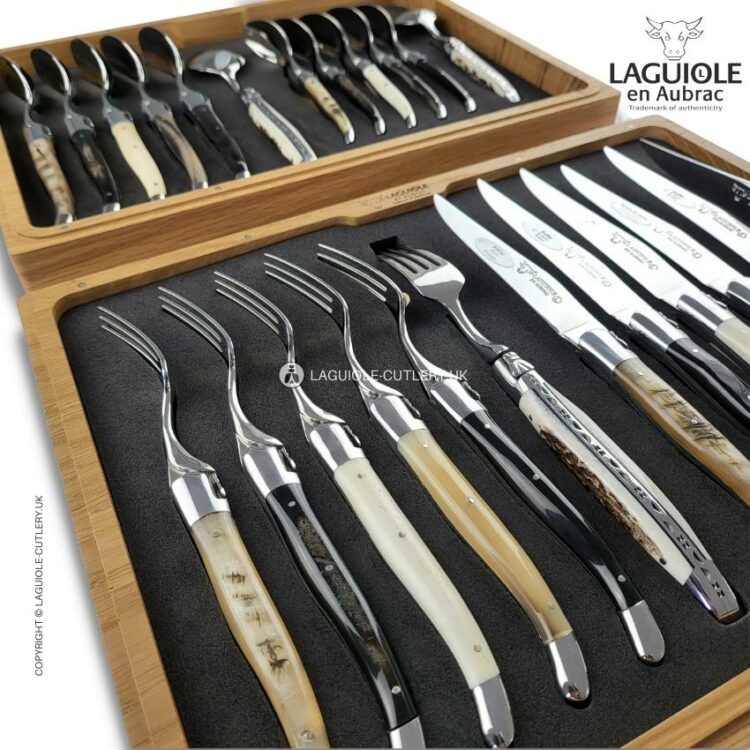 24-Piece Laguiole Cutlery Set Mixed Horn | Laguiole UK