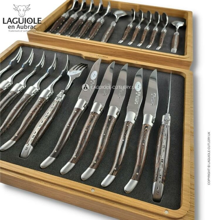 laguiole flatware set 24 piece wenge wood handles