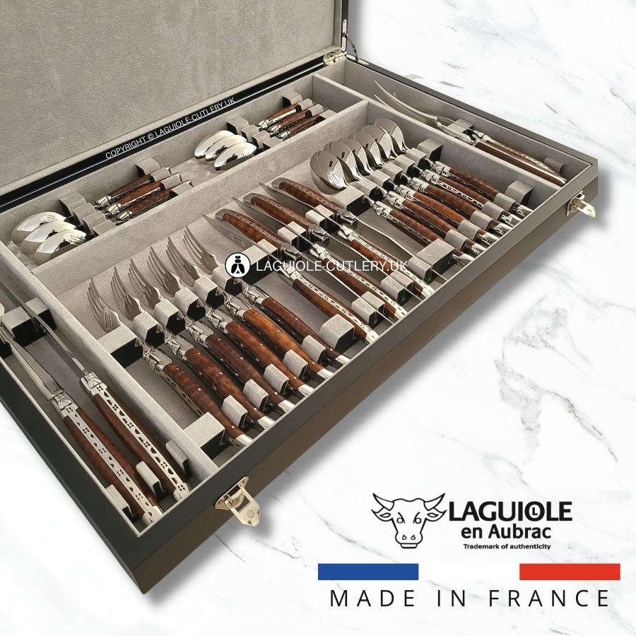 laguiole en aubrac cutlery set 28 piece snakewood handle