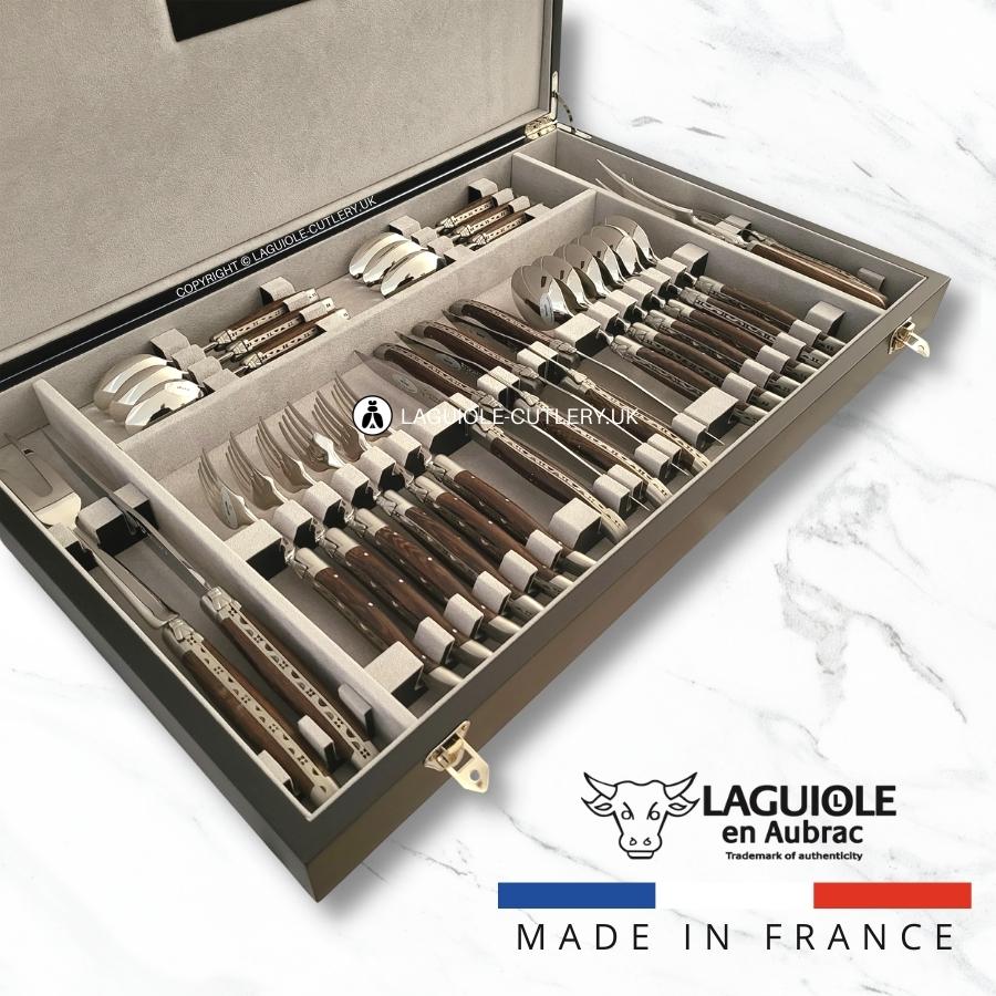 laguiole en aubrac cutlery set 28 piece wenge wood handle