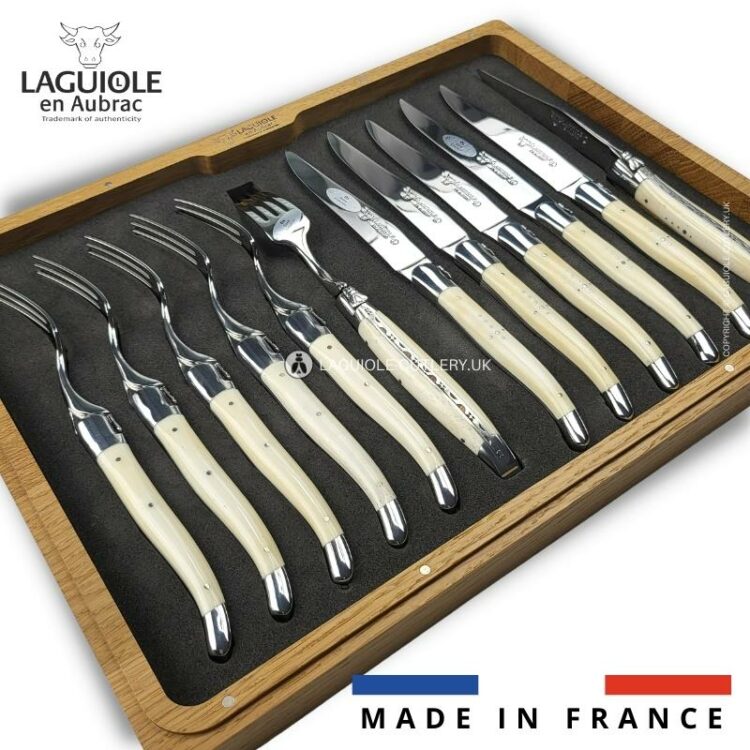 laguiole 12 piece flatware set cattle bone handles