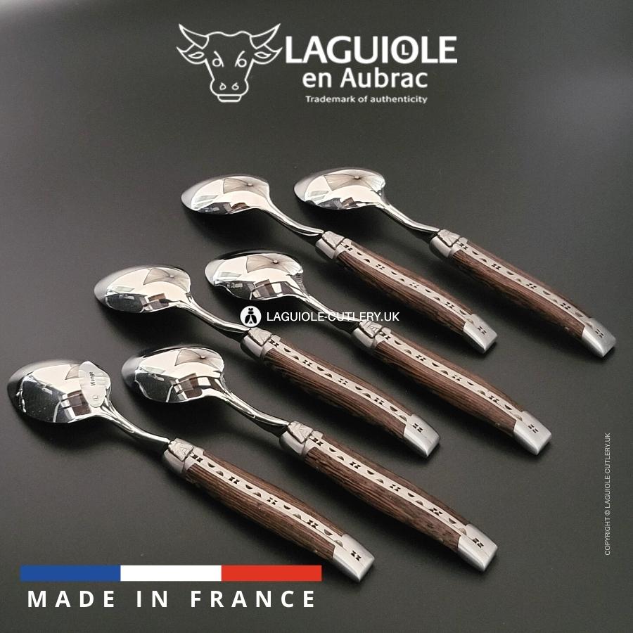 set of 6 laguiole dessert spoons wenge wood handles