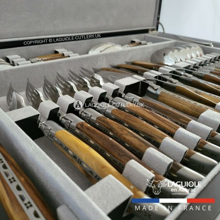 canteen of cutlery laguiole 28 piece pistachio wood handles