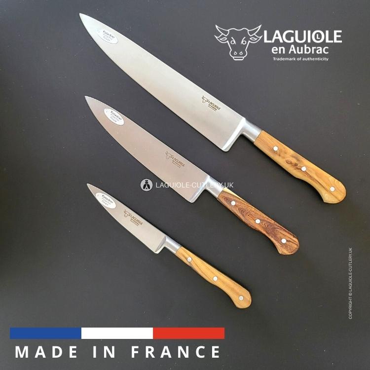 laguiole kitchen knives set of 3 pistachio wood