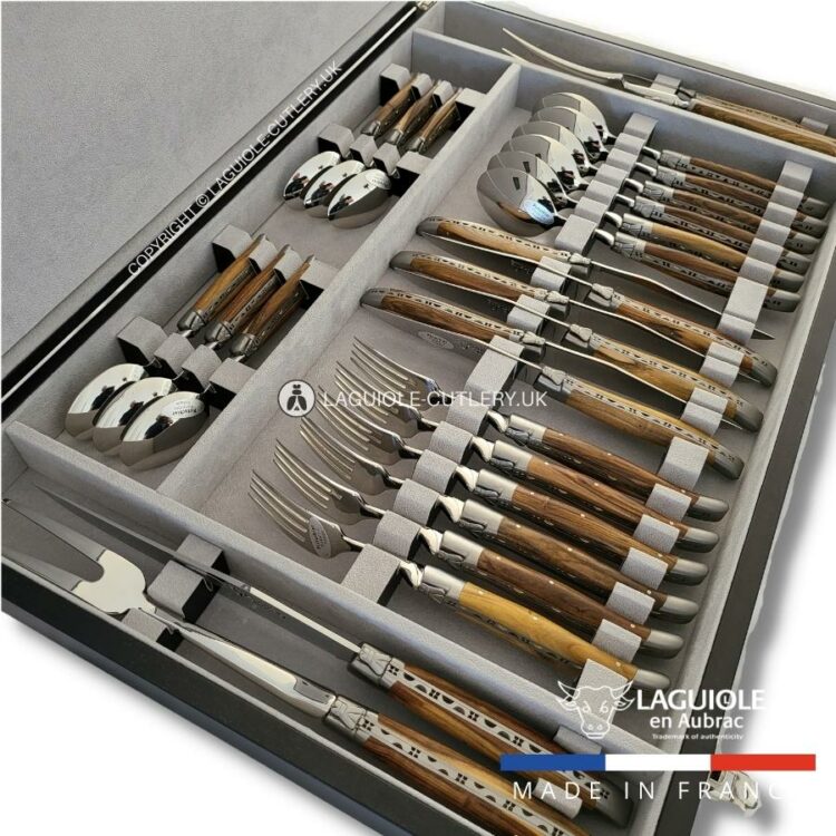 canteen of cutlery laguiole 28 piece pistachio wood handles