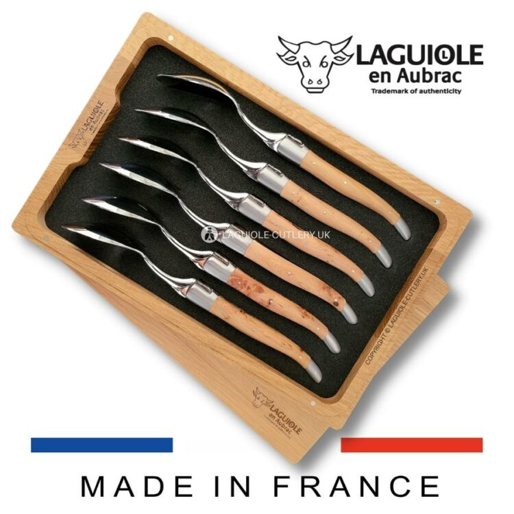 set of 6 laguiole soup spoons juniper wood handles