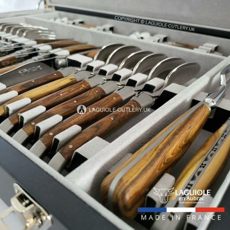 canteen of cutlery laguiole 28 piece pistachio wood handles
