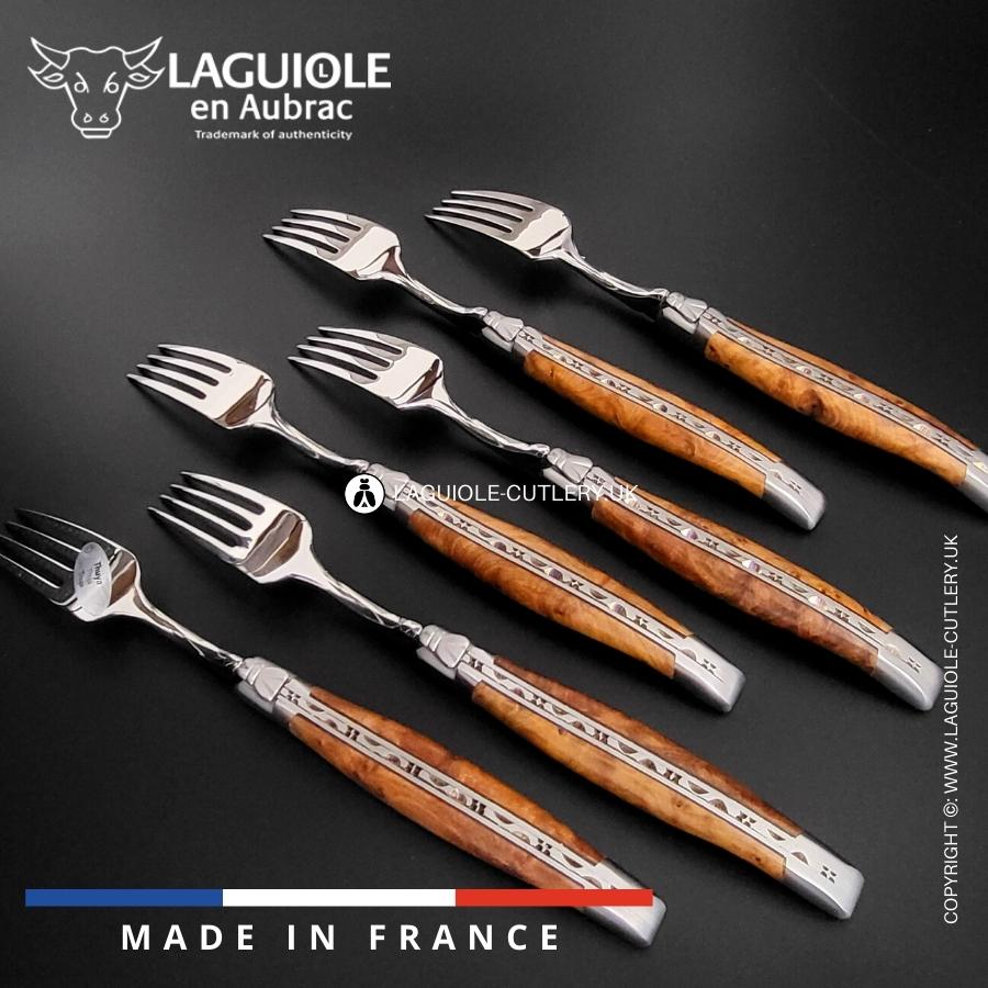 laguiole forks set of 6 thuya wood