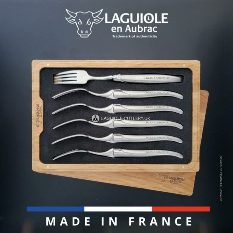 set of 6 laguiole forks stainless steel satin