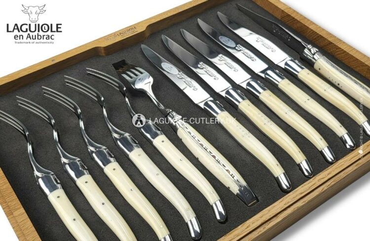 laguiole 12 piece flatware set cattle bone handles