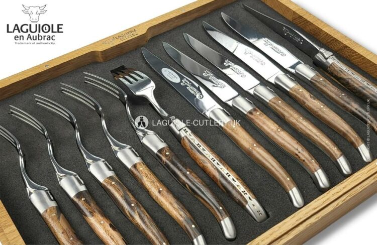 laguiole 12 piece flatware set vine stock wood handles