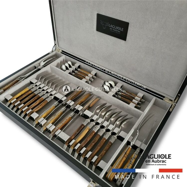 canteen of cutlery laguiole 28 piece pistachio wood handles