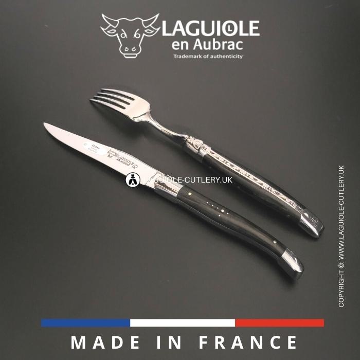 laguiole set of 1 knife and 1 fork ebony