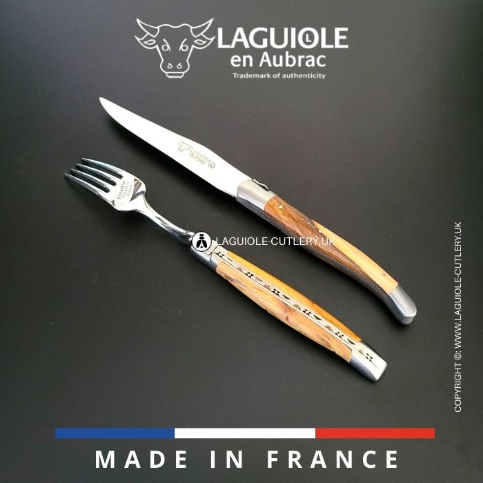 laguiole set of 1 knife and 1 fork pistachio