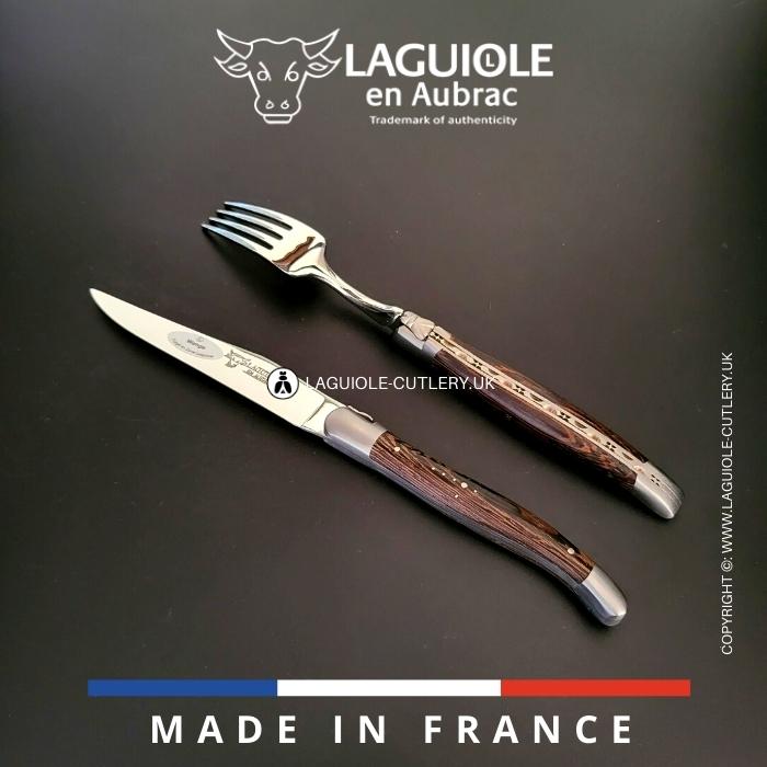 laguiole set of 1 knife and 1 fork wenge