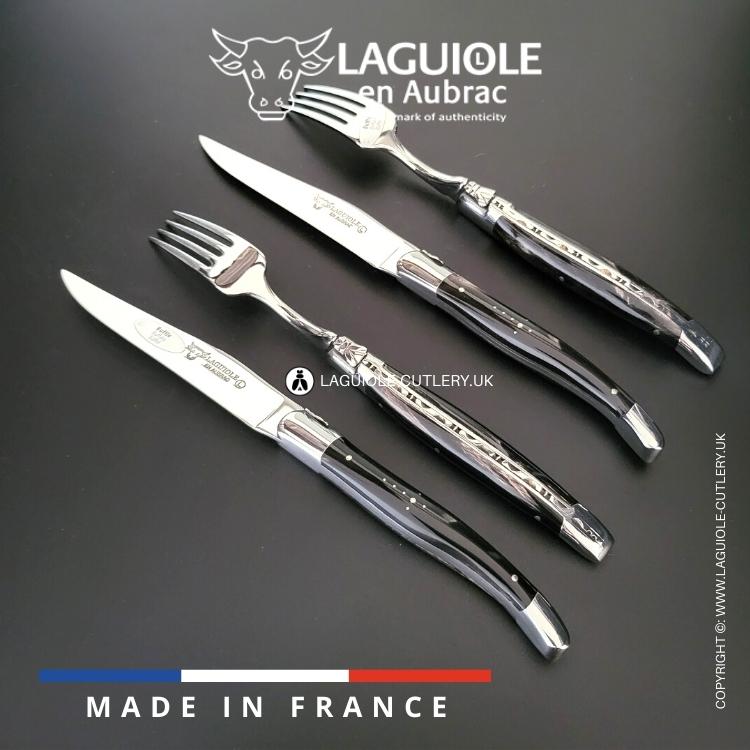 laguiole set of 2 knives and 2 forks buffalo horn