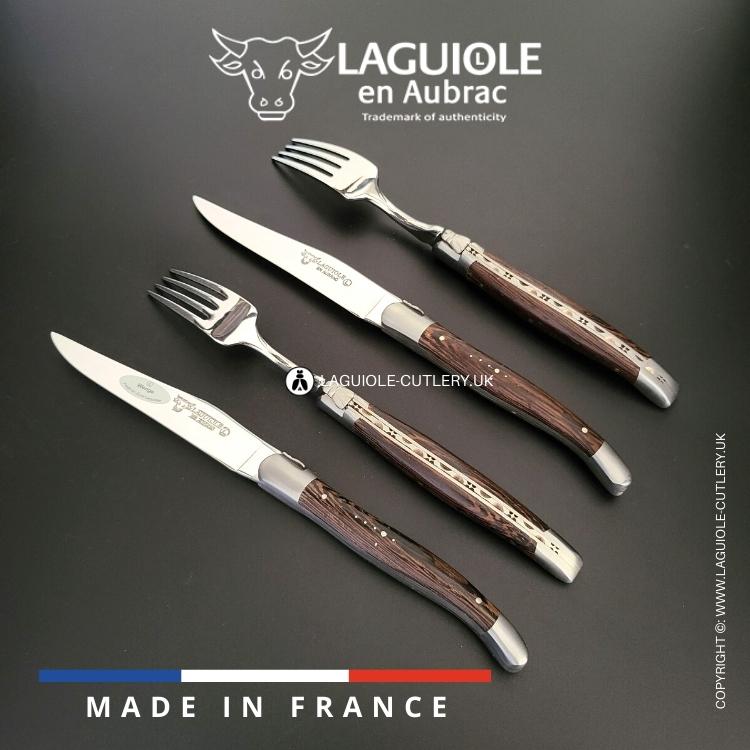 laguiole set of 2 knives and 2 forks wenge wood