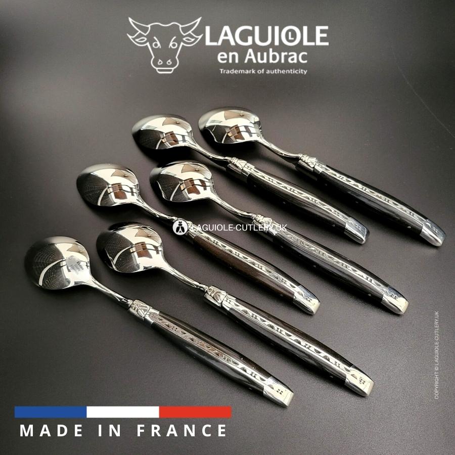 set of 6 laguiole soup spoons ebony wood handles