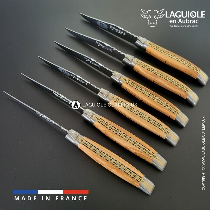 laguiole steak knives olive wood double plates