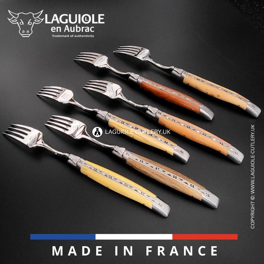 laguiole table forks set 6 french wood