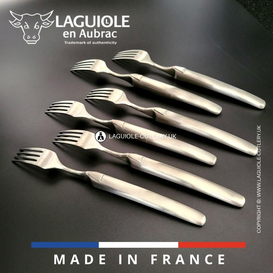 laguiole table forks set monobloc satin