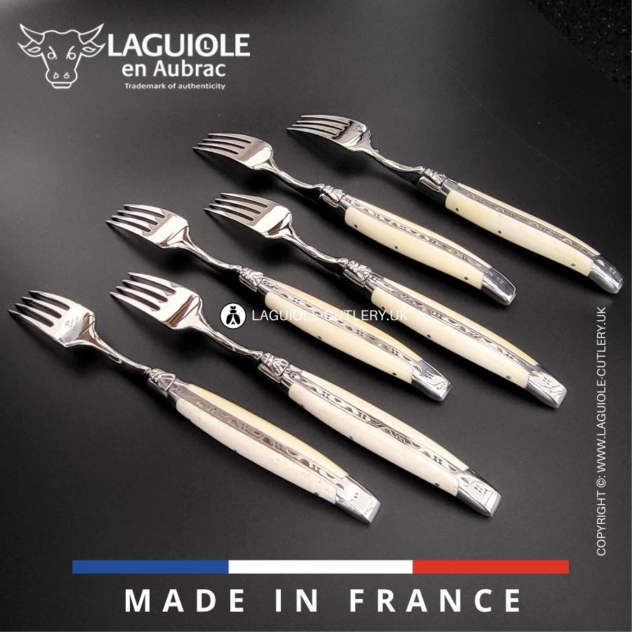 laguiole table forks set of 6 cow bone