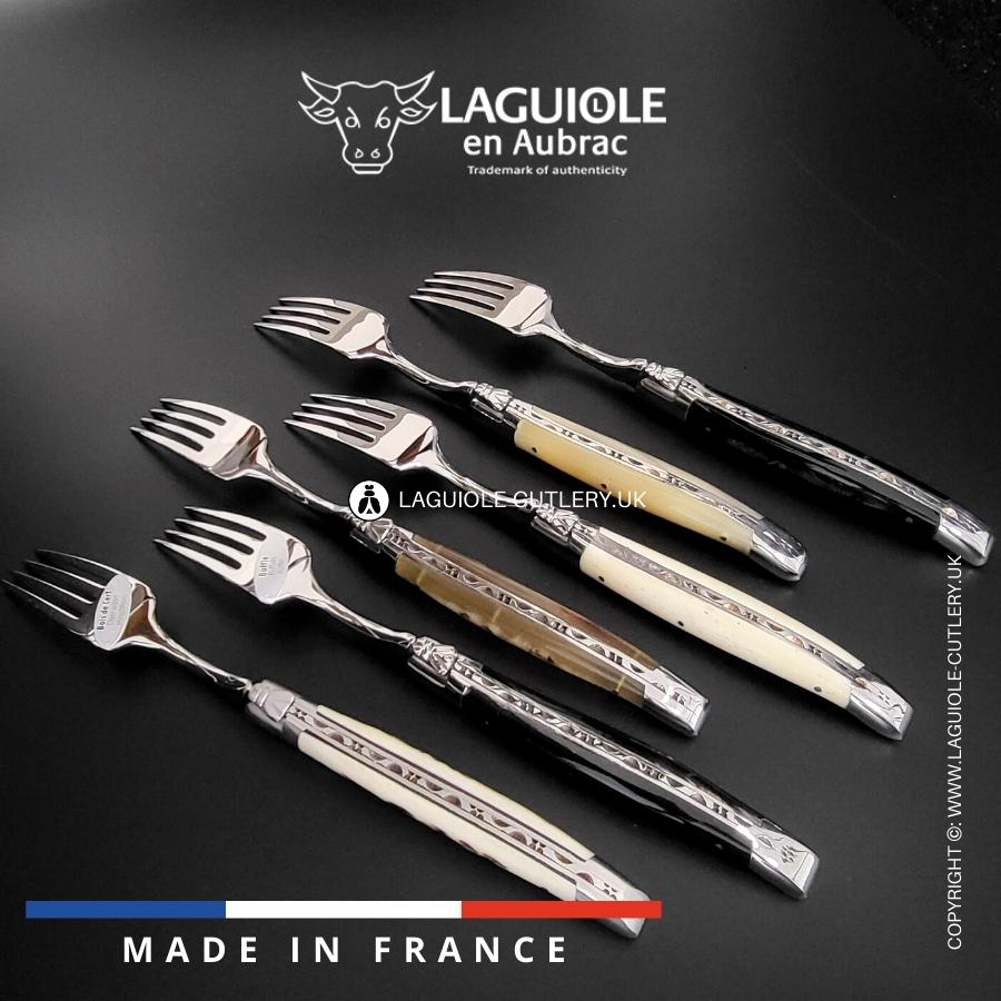 laguiole table forks set of 6 mixed horns