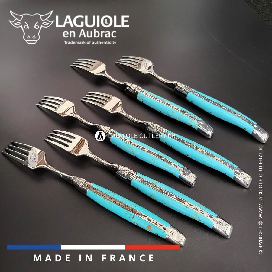 laguiole table forks set turquoise stone